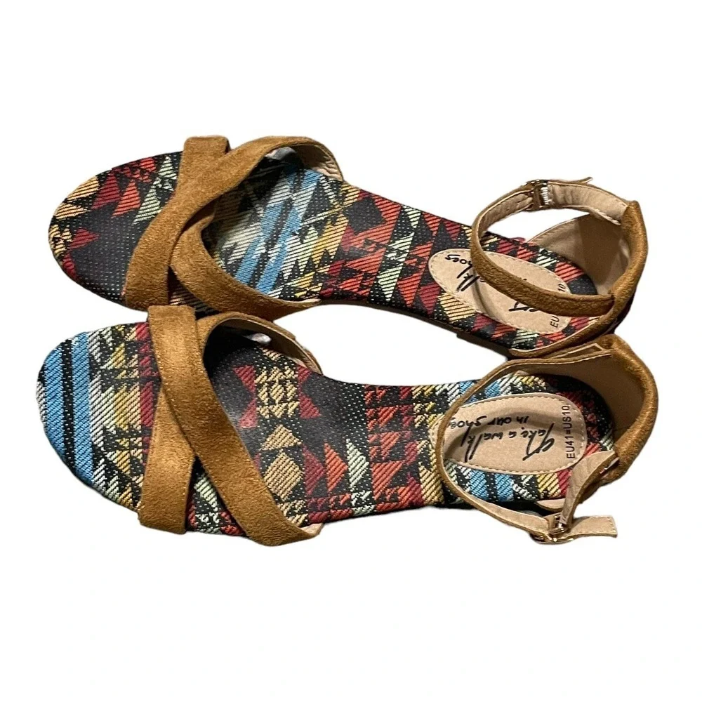 Piranda Walk in Unity Women's 10 Sandals Criss-Cross Ankle Fast‎ Shipping